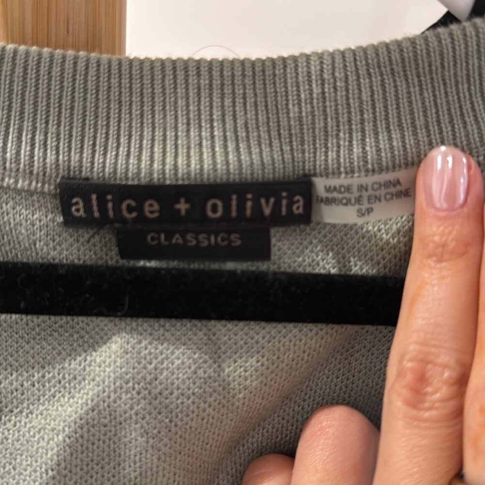 Alice + Olivia Zelina Deep V Cardigan in Sage - Picture 5 of 8